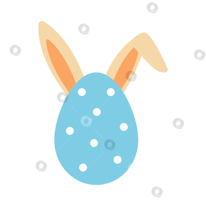 Скачать Векторное милое яйцо с кроличьими ушками. Разноцветное пятнисто-голубое яйцо. фотосток Ozero