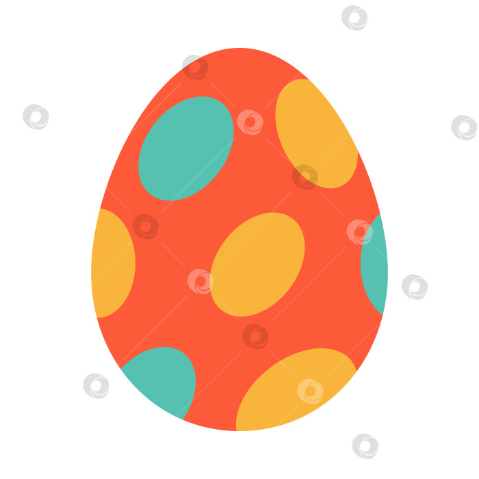 Скачать Пасхальное красное яйцо с абстрактными овалами. Охота за яйцами. Пасхальная традиция. Пасхальное красное яйцо с зелеными и желтыми кругами в плоском дизайне. фотосток Ozero