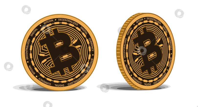 Скачать Золотая биткойн-монета. Символ криптовалюты золотая монета биткоин, выделенный на прозрачном фоне. Реалистичная векторная иллюстрация фотосток Ozero