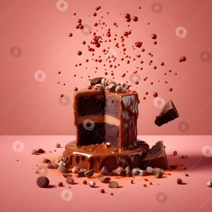 Скачать Экстравагантный Шоколадный Вальс: Торт с Шоколадной Глазурью и Воздушными Шариками фотосток Ozero