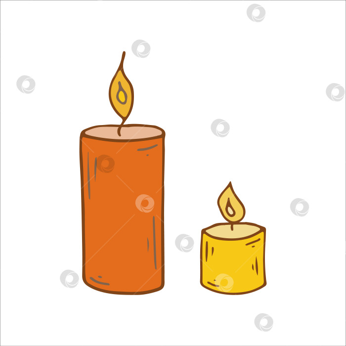 Скачать Свечи. День благодарения. Оранжевый и желтый цвета. Векторная иллюстрация. фотосток Ozero