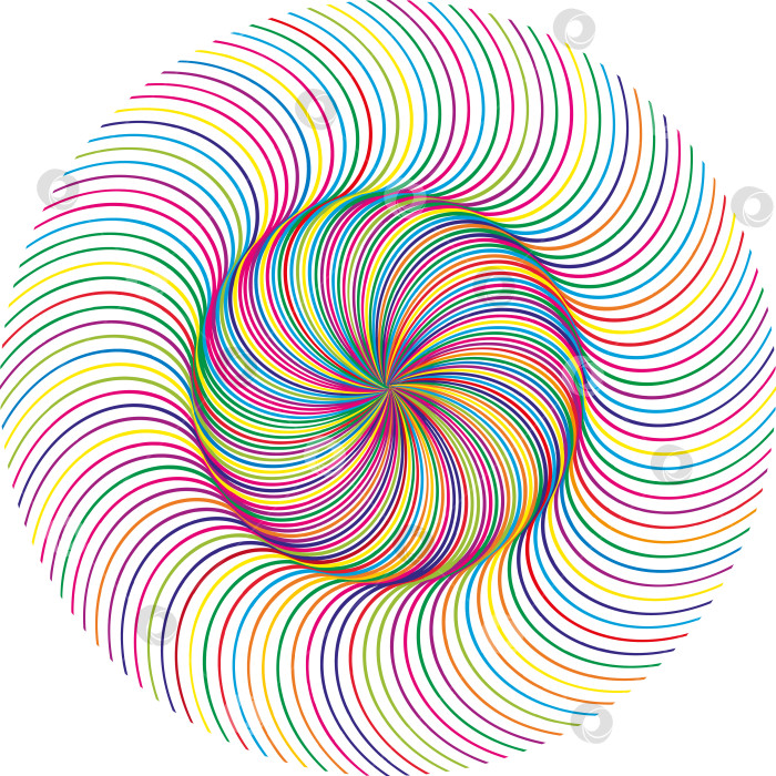 Скачать Абстрактный элемент дизайна с разноцветными спиральными линиями, мандала. Спиральная геометрическая форма фотосток Ozero