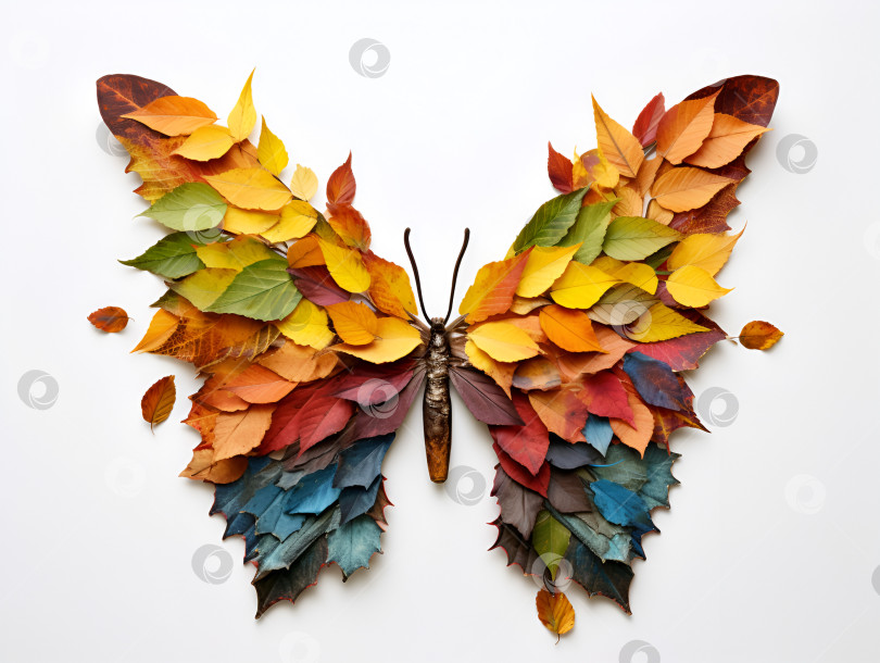 Скачать Бабочка из осенних листьев фотосток Ozero