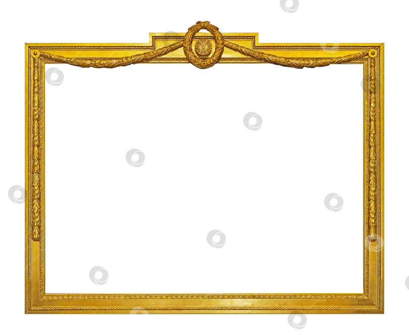 Скачать Золотая рамка для картин, зеркал или фотографий, выделенных на белом фоне. Элемент дизайна с контуром отсечения фотосток Ozero