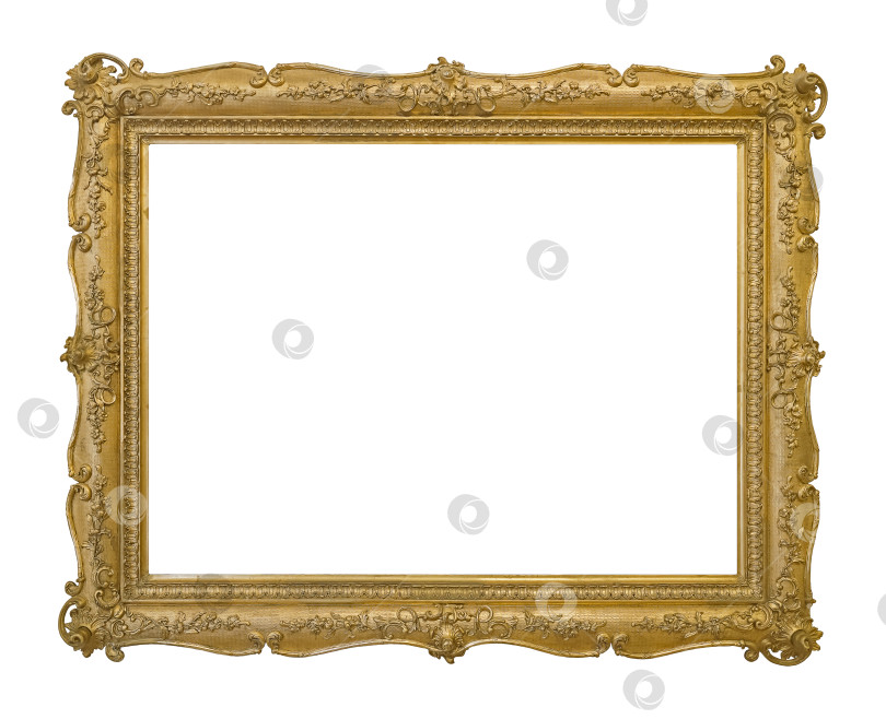 Скачать Золотая рамка для картин, зеркал или фотографий, выделенных на белом фоне. Элемент дизайна с контуром отсечения фотосток Ozero