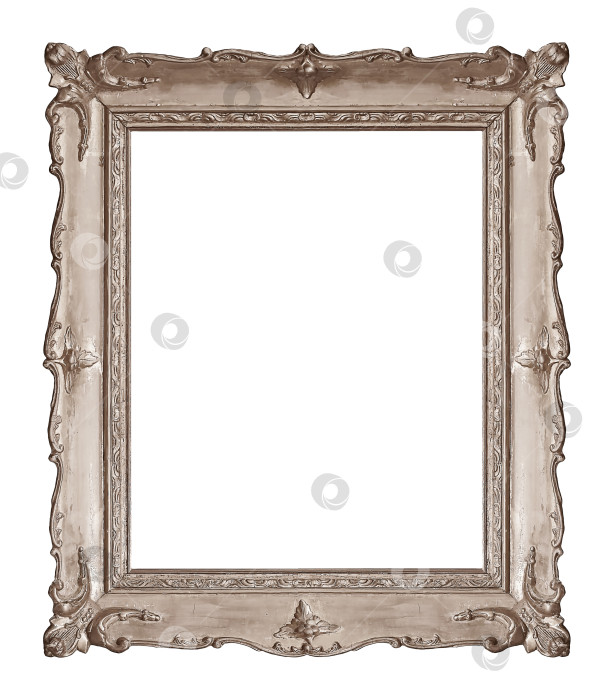Скачать Серебряная рамка для картин, зеркал или фотографий, выделенных на белом фоне. Элемент дизайна с контуром отсечения фотосток Ozero