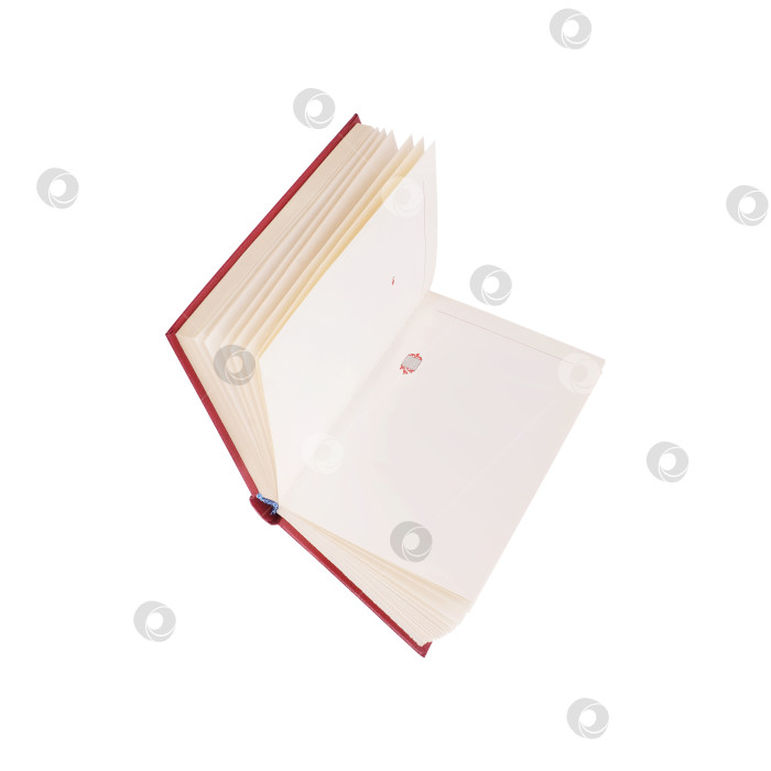 Скачать Летающая красная книга, выделенная на белом фоне. Элемент дизайна с контуром отсечения фотосток Ozero