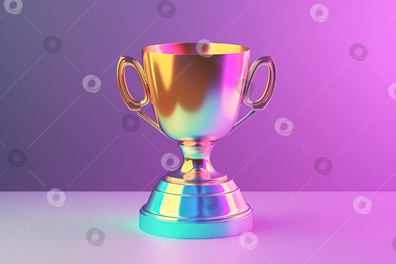 Скачать Голографический металлический 3D-кубок golden trophy award cup фотосток Ozero