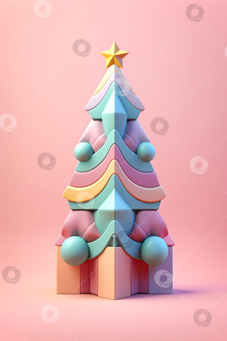 Скачать Вертикальная рождественская елка 3D конфеты пастельный фон фотосток Ozero