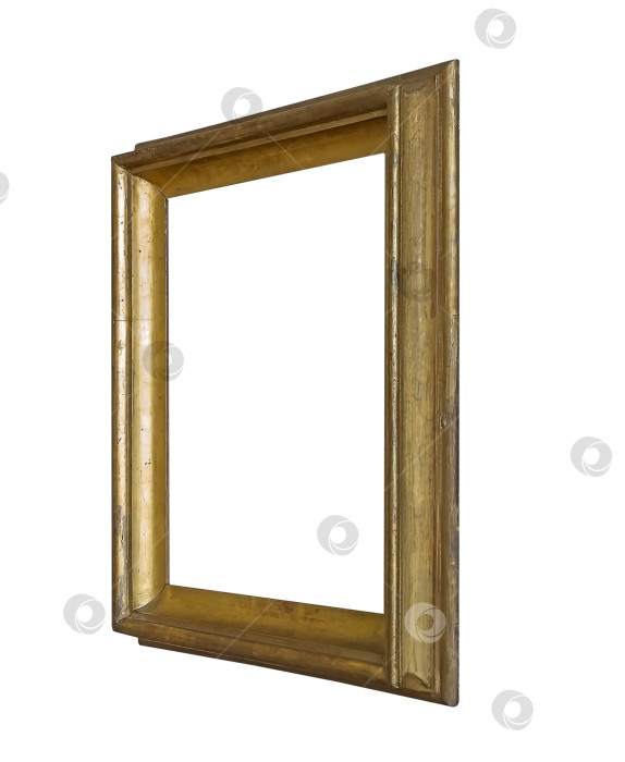Скачать Золотая рамка для картин, зеркал или фотографий в ракурсе, выделенных на белом фоне фотосток Ozero