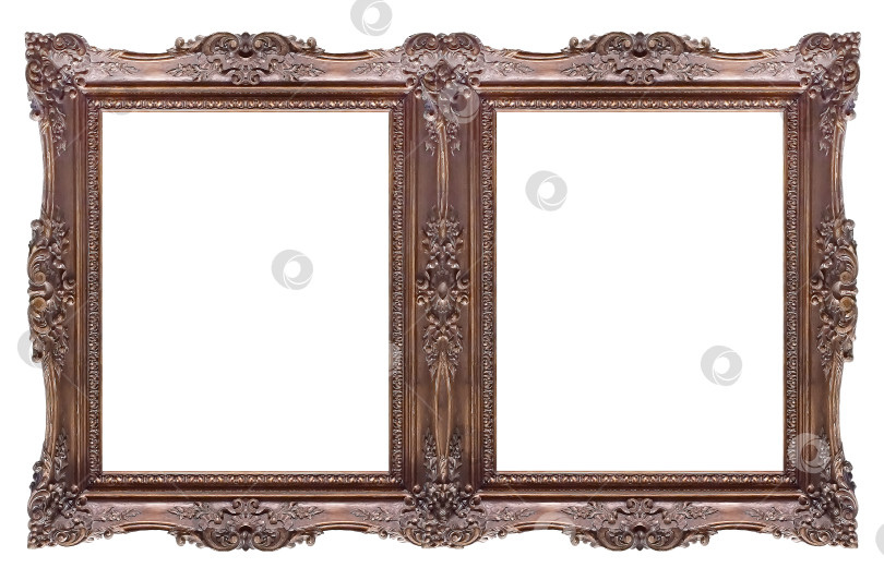 Скачать Двойная деревянная рама (диптих) для картин, зеркал или фотографий, выделенных на белом фоне фотосток Ozero