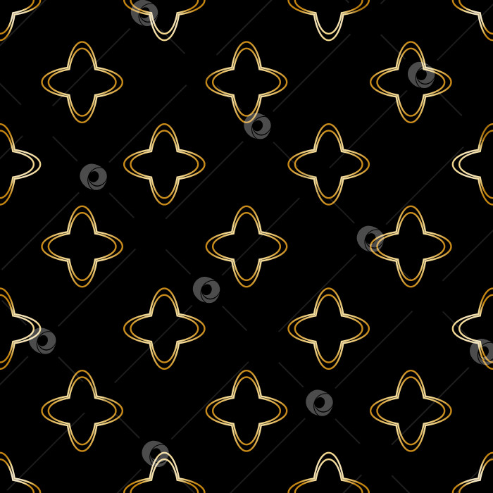 Скачать Бесшовный фон с геометрическим абстрактным рисунком золотистого цвета на черном фоне фотосток Ozero