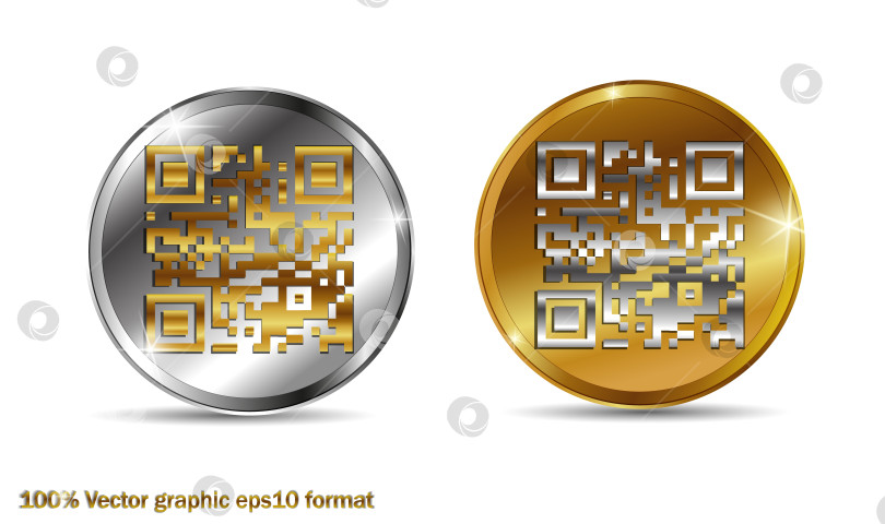 Скачать Digital Russian ruble, digital ruble. Gold coin, Russian ruble, qr code, electronic money, digital currency фотосток Ozero