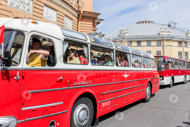 Скачать Колонна ретро-автобусов Ikarus. фотосток Ozero