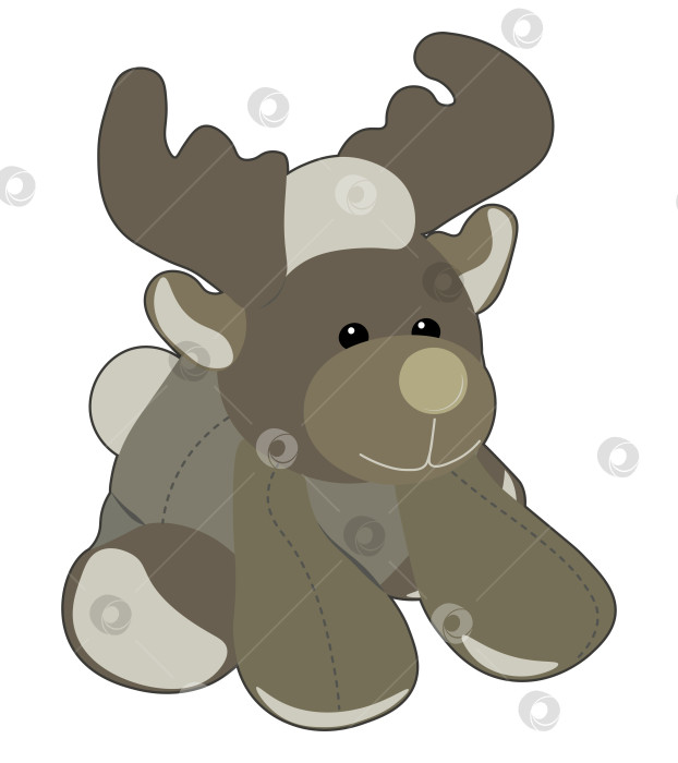 Скачать Christmas or New Year or birthday vector baby postcard with Deer toy фотосток Ozero