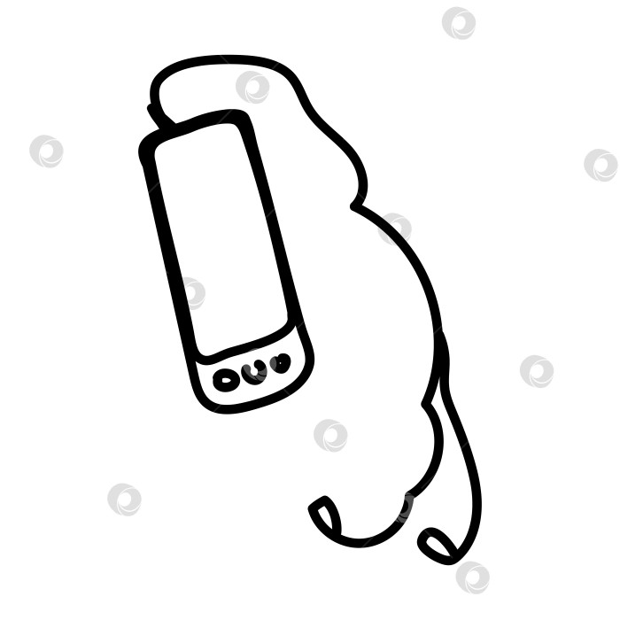 Скачать outline doodle icon mobile phone with headphones фотосток Ozero