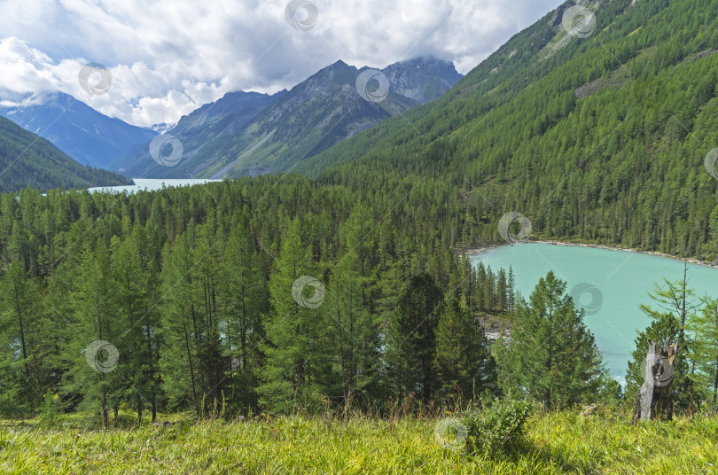 Скачать Mountain lakes. Altai Mountains, Russia. Sunny summer day. фотосток Ozero