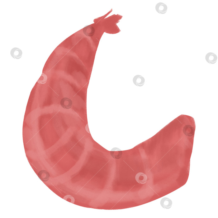 Скачать Watercolor illustration of red boiled shrimp, cooked shrimp, seafood ingredient, isolated watercolor illustration on white background. фотосток Ozero