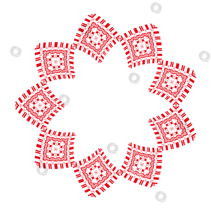 Скачать Openwork rhombuses of red elements on a white circle. фотосток Ozero