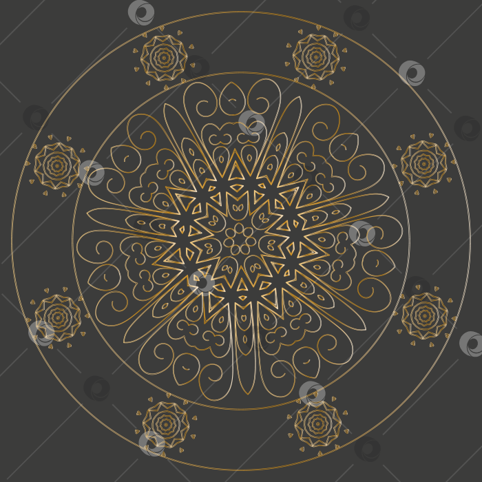 Скачать Golden round figure on a gray background. фотосток Ozero