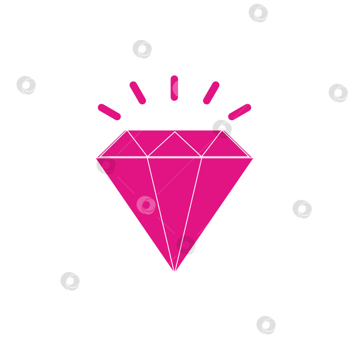 Скачать Sticker diamond in the style of Barbie. Pink color. Flat illustration isolated on white background. фотосток Ozero