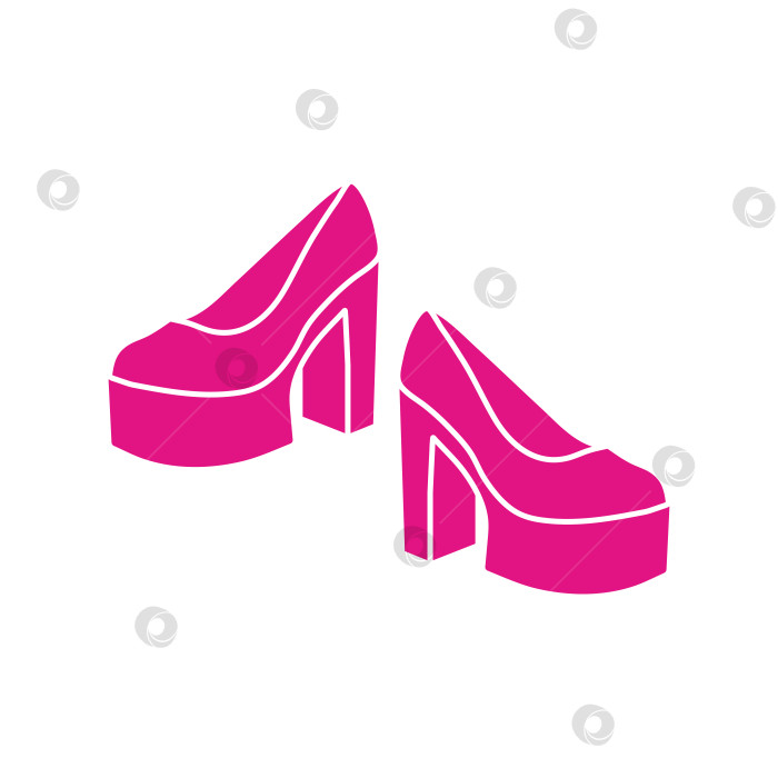 Скачать Наклейка на обувь в стиле Барби. Розовый цвет. Плоская иллюстрация, выделенная на белом фоне. фотосток Ozero