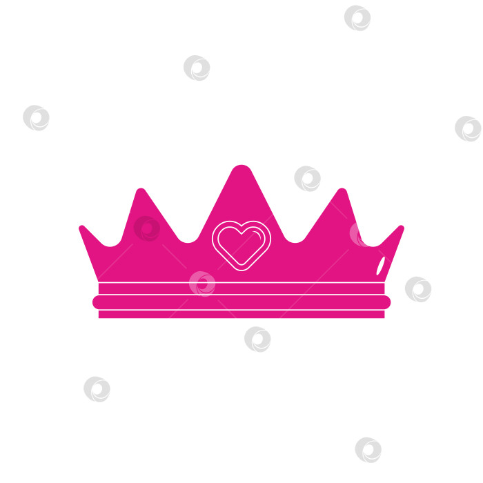 Скачать Наклейка-корона в стиле Барби. Розовый цвет. Плоская иллюстрация, выделенная на белом фоне. фотосток Ozero