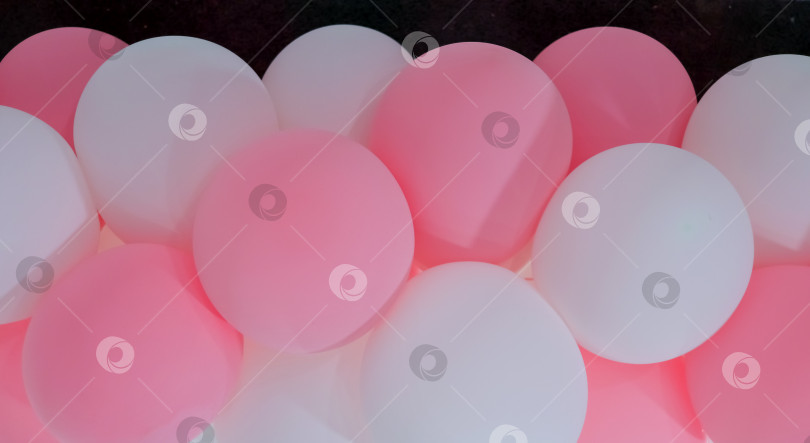 Скачать Pink and white balloons for festive background. Banner фотосток Ozero