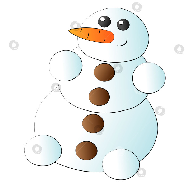 Скачать Cute cartoon snowman with carrot and button фотосток Ozero