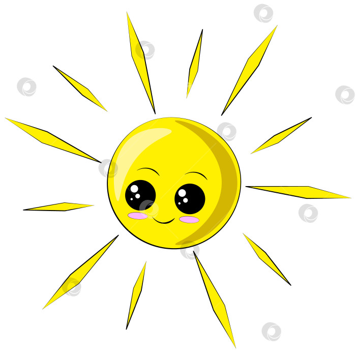 Скачать Cute cartoon happy little Sun in color фотосток Ozero