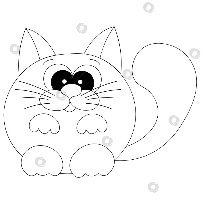 Скачать Cute cartoon happy cat in black and white фотосток Ozero