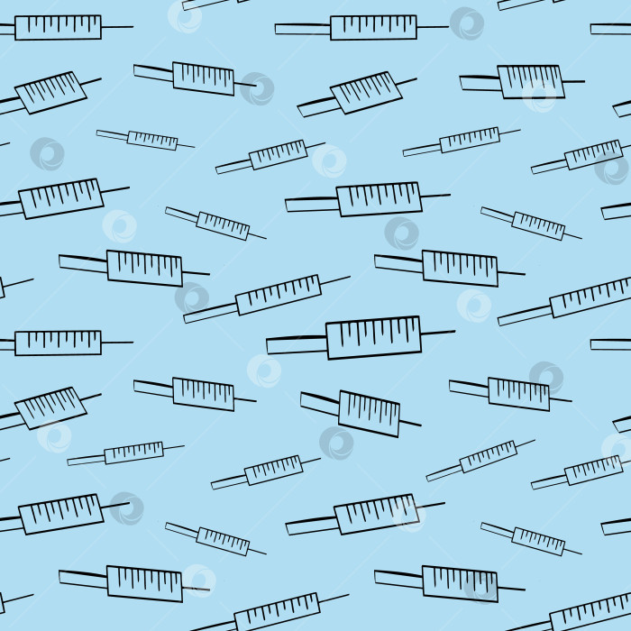 Скачать Seamless vector pattern with syringe on blue background фотосток Ozero