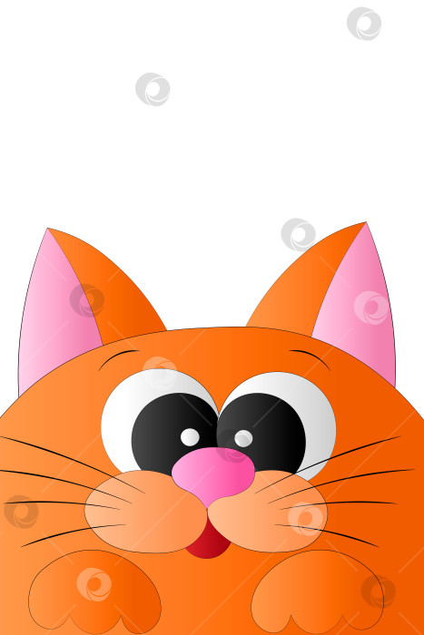 Скачать Postcard with cute cartoon orange happy cat фотосток Ozero