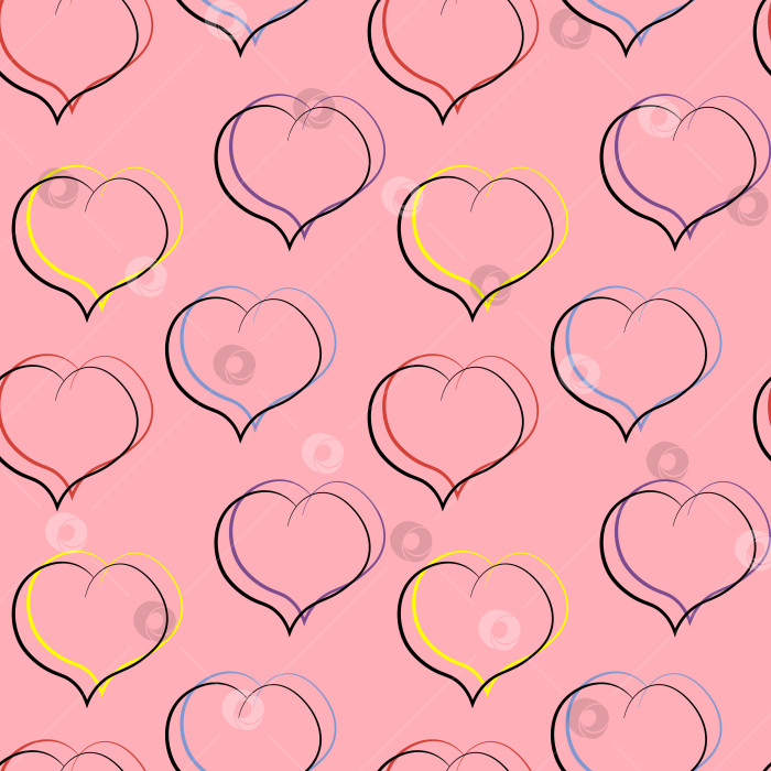 Скачать Seamless vector pattern with heart on pink background фотосток Ozero