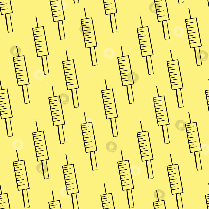 Скачать Seamless vector pattern with syringe on yellow background фотосток Ozero