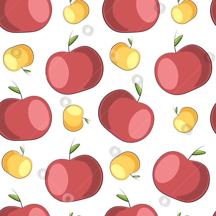 Скачать Seamless vector pattern with red and yellow apple фотосток Ozero