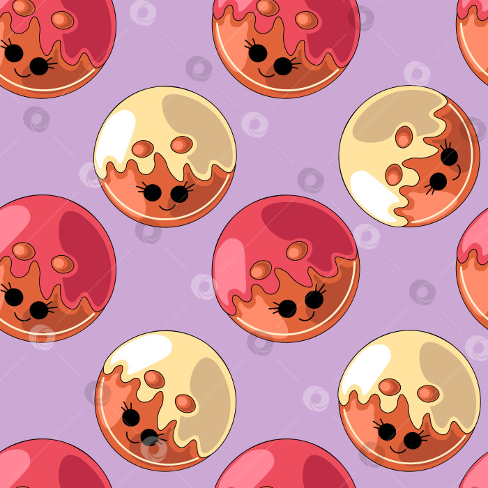 Скачать Seamless vector pattern with cute cartoon button фотосток Ozero