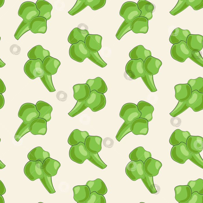 Скачать Seamless vector pattern with little green broccoli фотосток Ozero