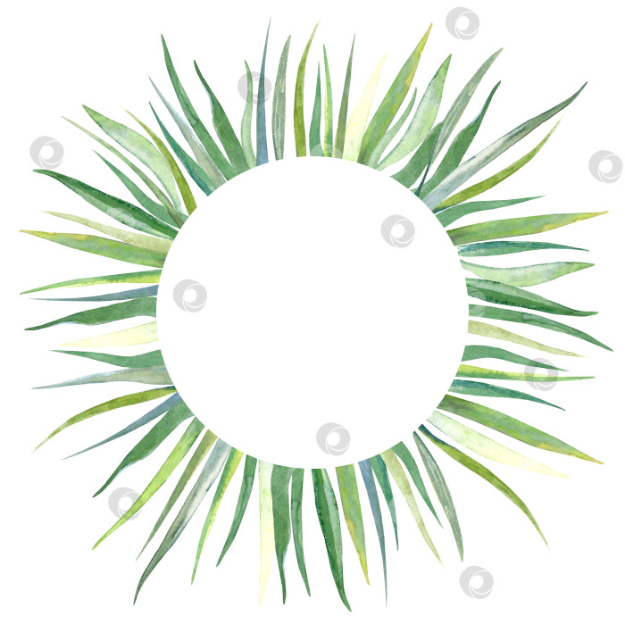 Скачать Акварельная круговая рамка с зеленой травой. Венок идеально подходит для приглашений, открыток и других проектов фотосток Ozero