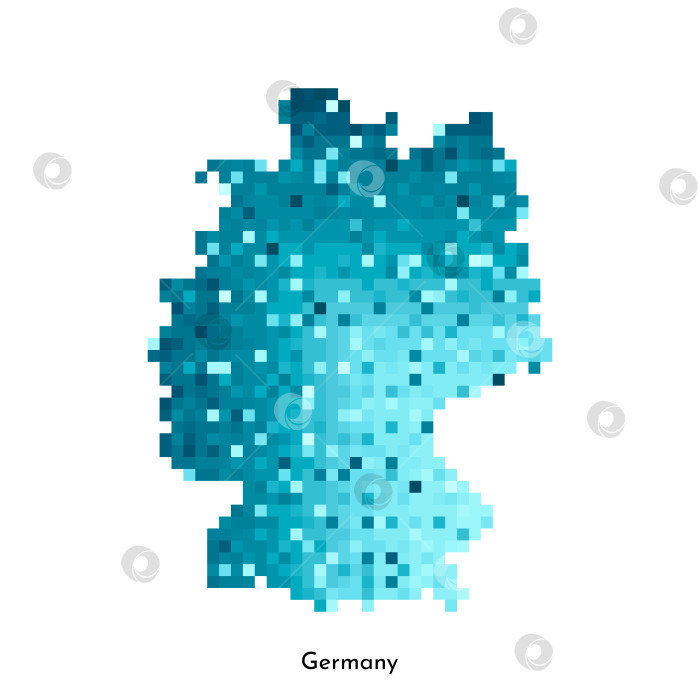 Скачать Векторная изолированная геометрическая иллюстрация с упрощенным ледяным синим силуэтом карты Германии. Стиль пиксельной графики для шаблона NFT. Точечный логотип с градиентной текстурой для оформления на белом фоне фотосток Ozero