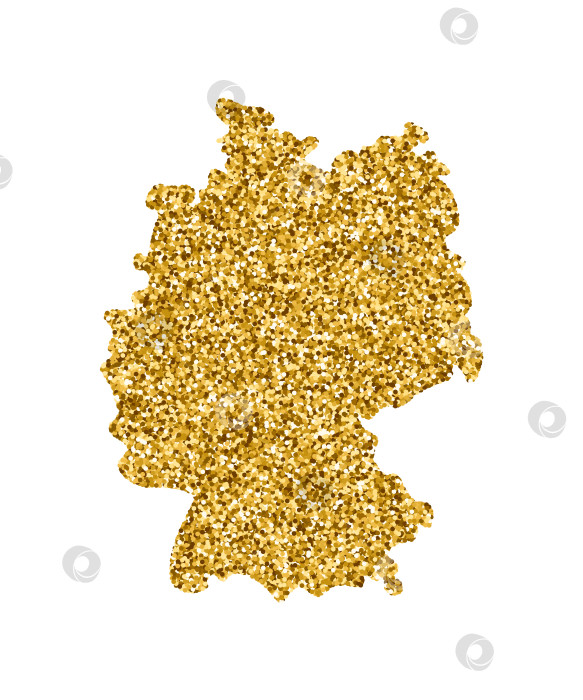 Скачать Векторная изолированная иллюстрация с упрощенной картой Германии. Украшен блестящей текстурой золотого глиттера. Оформление поздравительной открытки к рождественским и новогодним праздникам фотосток Ozero