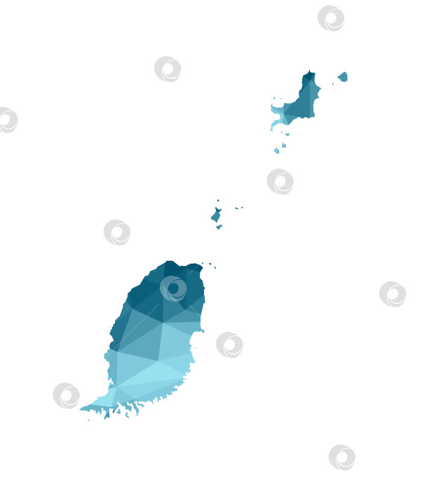Скачать Значок векторной изолированной иллюстрации с упрощенным синим силуэтом карты Гренады. Многоугольный геометрический стиль, треугольные формы. Белый фон фотосток Ozero