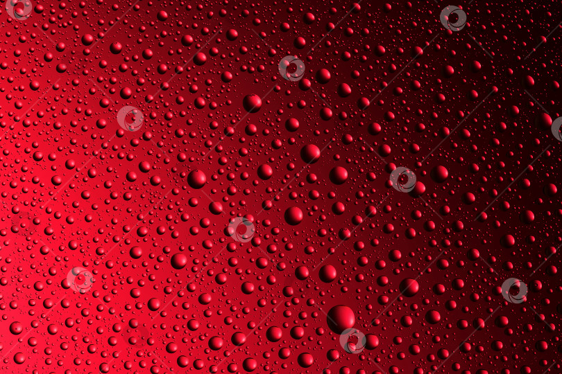 Скачать Пузырьки и капли воды на стекле, красный фон. Абстрактная текстура. фотосток Ozero