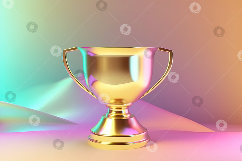 Скачать Голографический металлический 3D-кубок golden trophy award cup фотосток Ozero