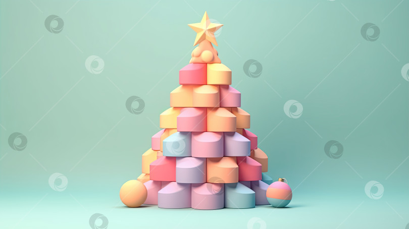 Скачать Креативная рождественская елка 3D конфеты пастельный фон фотосток Ozero