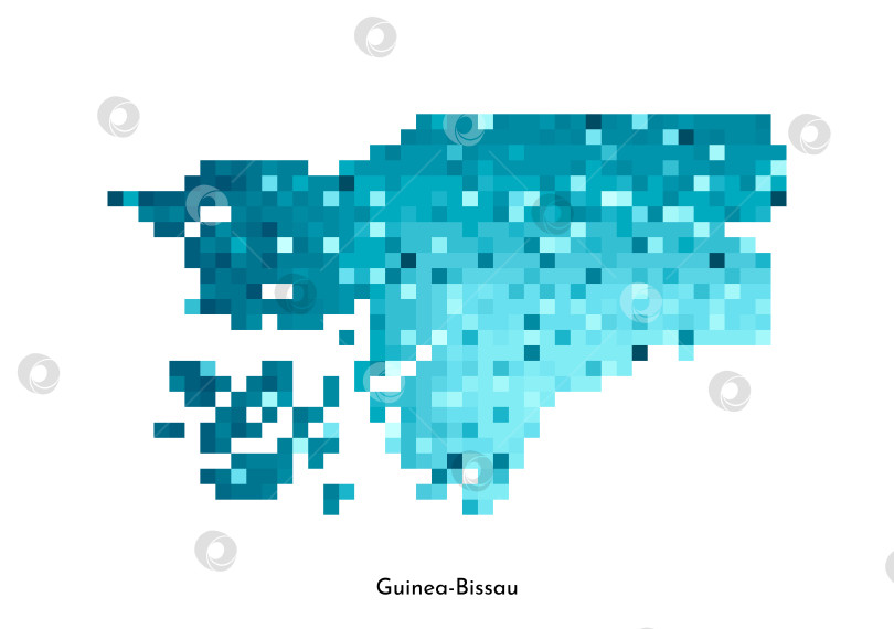 Скачать Векторная изолированная геометрическая иллюстрация с упрощенным льдисто-голубым силуэтом карты Гвинеи-Бисау. Стиль пиксельной графики для шаблона NFT. Точечный логотип с градиентной текстурой для оформления на белом фоне фотосток Ozero