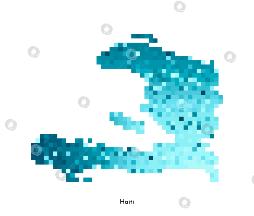 Скачать Векторная изолированная геометрическая иллюстрация с простой ледяной синей формой карты Гаити. Стиль пиксельной графики для шаблона NFT. Точечный логотип с градиентной текстурой для оформления на белом фоне фотосток Ozero