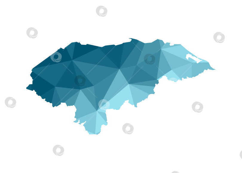 Скачать Значок векторной изолированной иллюстрации с упрощенным синим силуэтом карты Гондураса. Многоугольный геометрический стиль, треугольные формы. Белый фон фотосток Ozero