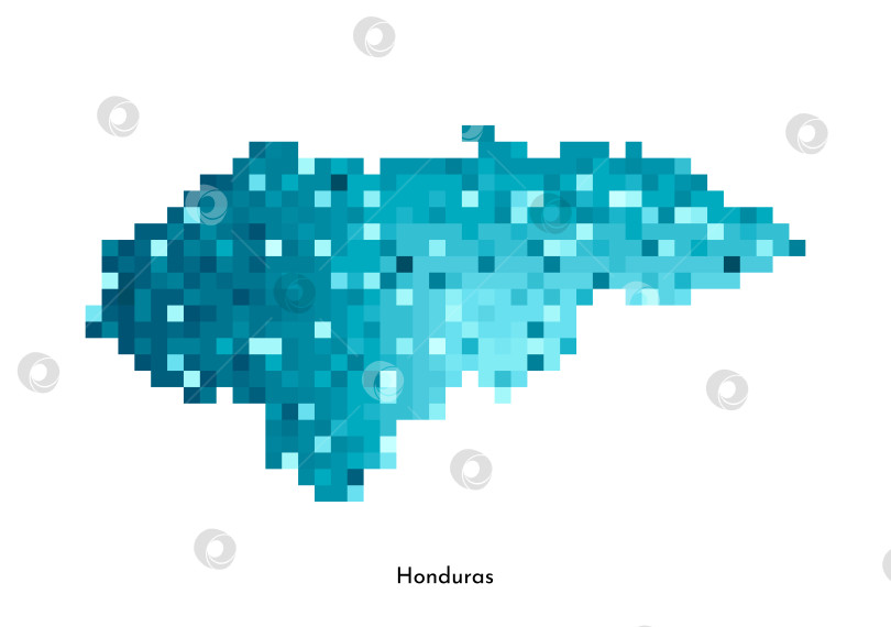 Скачать Векторная изолированная геометрическая иллюстрация с простой ледяной синей формой карты Гондураса. Стиль пиксельной графики для шаблона NFT. Точечный логотип с градиентной текстурой для оформления на белом фоне фотосток Ozero