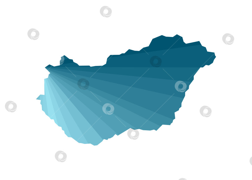 Скачать Значок векторной изолированной иллюстрации с упрощенным синим силуэтом карты Венгрии. Многоугольный геометрический стиль. Белый фон фотосток Ozero